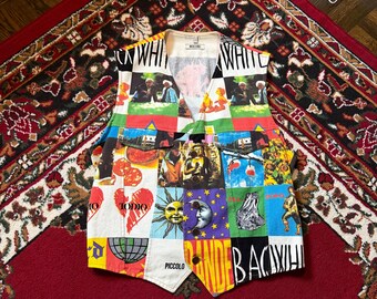 Jeansy Moschino Vintage męskie z motywem Artwork Opposites, bawełniana kamizelka, rozmiar 50 IT