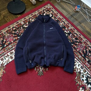 Patagonia Pile Mens Fleece Sherpa Lined Zip Up Jacket USA Vintage Size Large