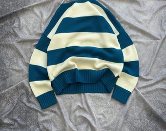 Gucci Boatneck Wool Sweater Mens Size M Blue/White Wool