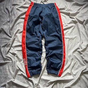 Y2k Vintage Nike Nylon Baggy Track Pants Blue/Red Size L Youth XS/S Adult