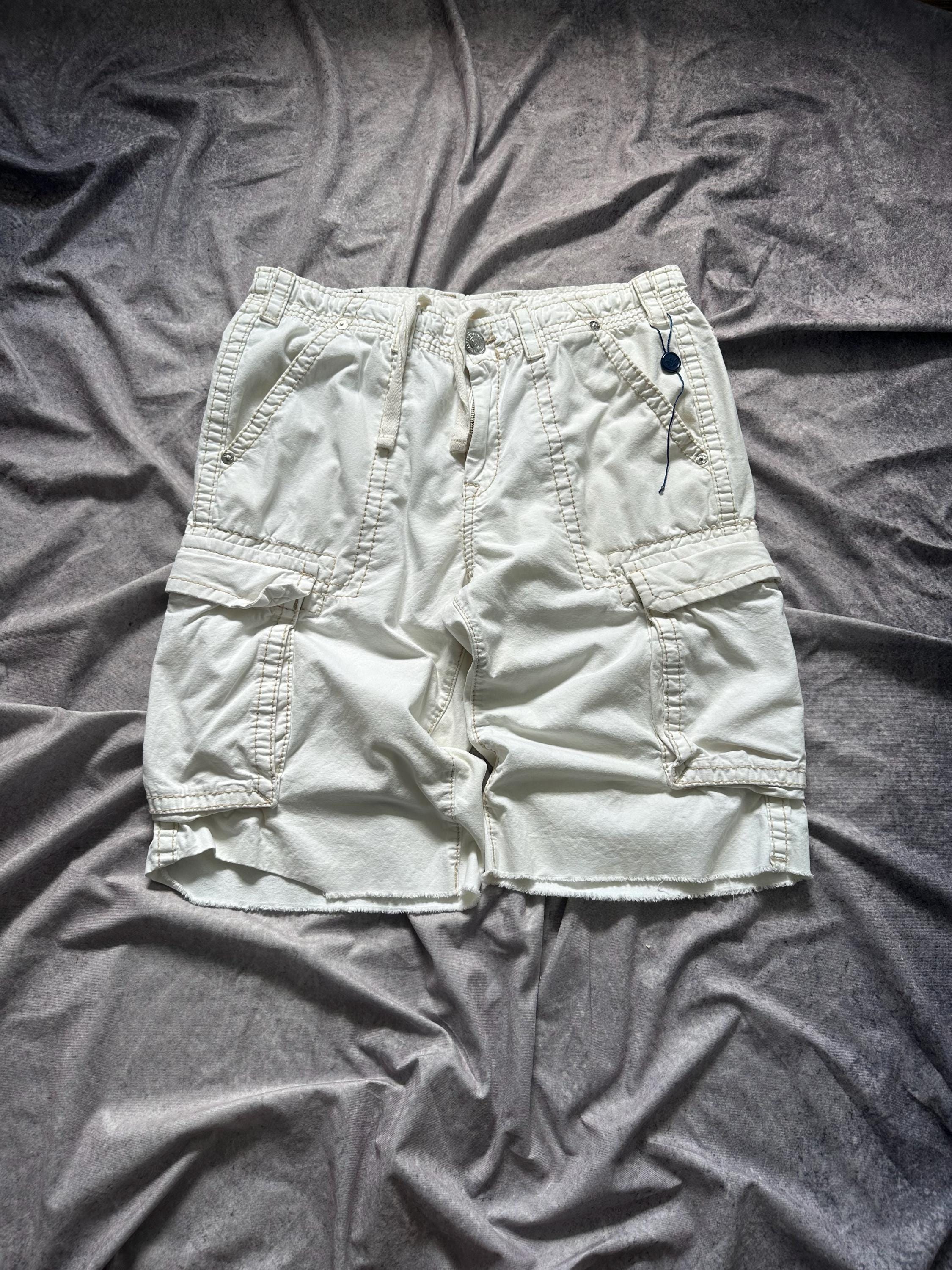 True Religion Y2K Big Stitch Cargo Shorts Mens Sz 33 White - Etsy