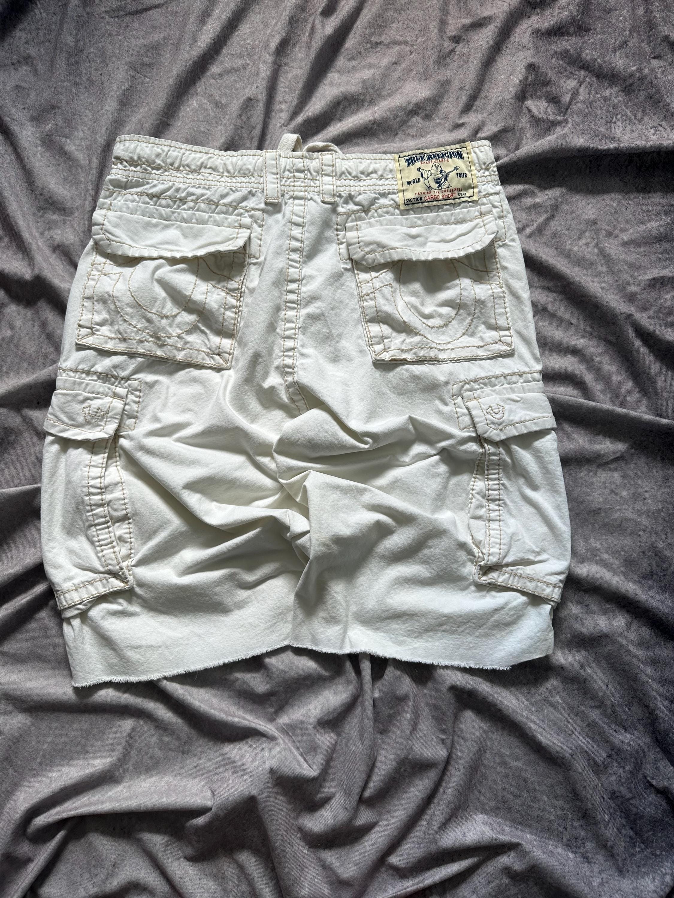 True Religion Y2K Big Stitch Cargo Shorts Mens Sz 33 White - Etsy