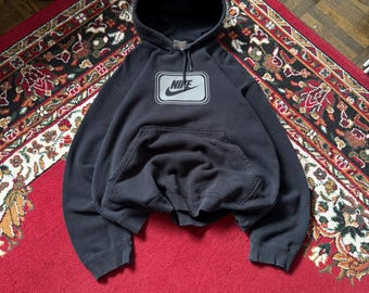 00s Y2K Nike Big Logo Swoosh Hoodie Distressed Size L