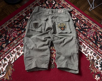 ROBIN'S JEANS Men's 32 Military Army Air Force USA Studs Patches Grunge Shorts