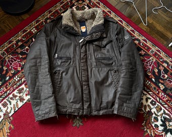 Hugo Boss Orange Men’s Sherpa Lined Field Jacket Coated Cotton Archive 00s Size 40R