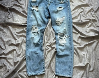 True Religion Distressed Low Rise Relaxed Skinny Stretch Jeans Size 27