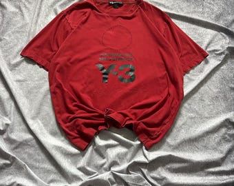 Yohji Yamamoto X Adidas Y-3 Layered Back Print vorne Burgund T-Shirt Größe L