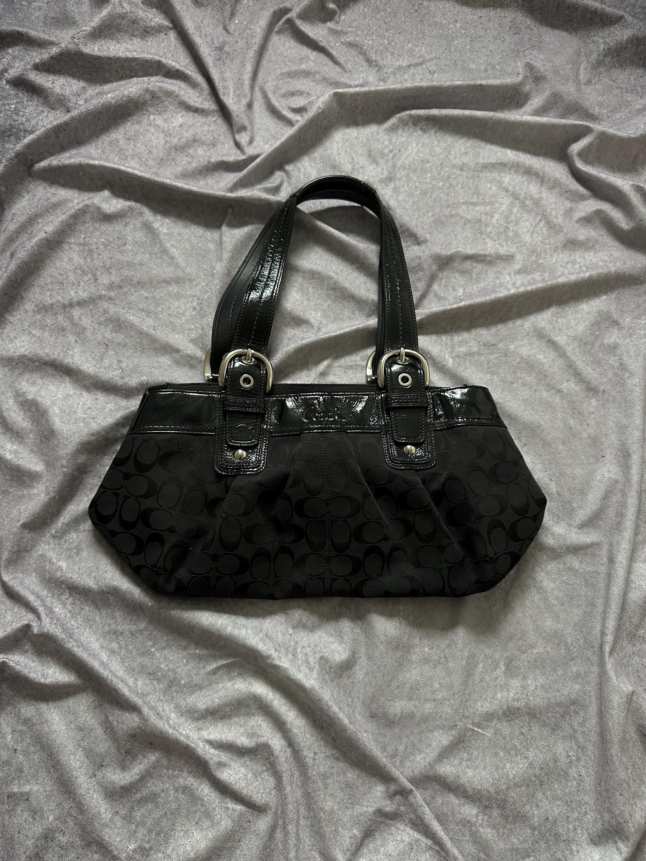 Coach Soho Signature Pleated Tote Shoulder Bag Black - Etsy