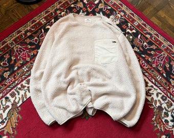 Uniqlo x Engineered Garments Fleece Pullover Herren XL Weiß Sherpa Teddybär