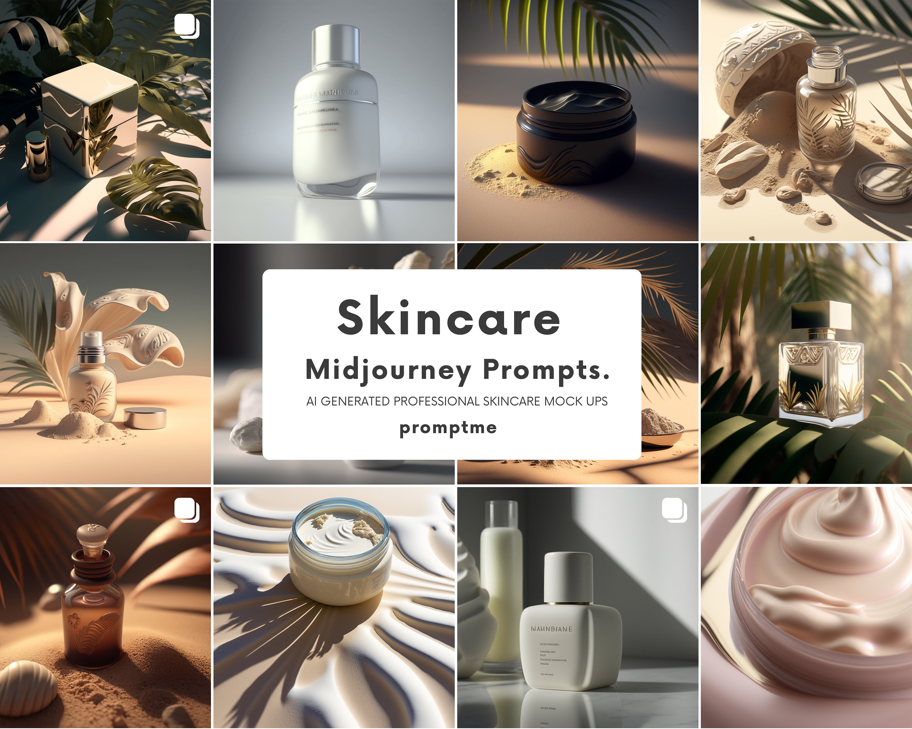 Skincare AI Prompts for Midjourney, Skincare Mockups, Best Midjourney 
