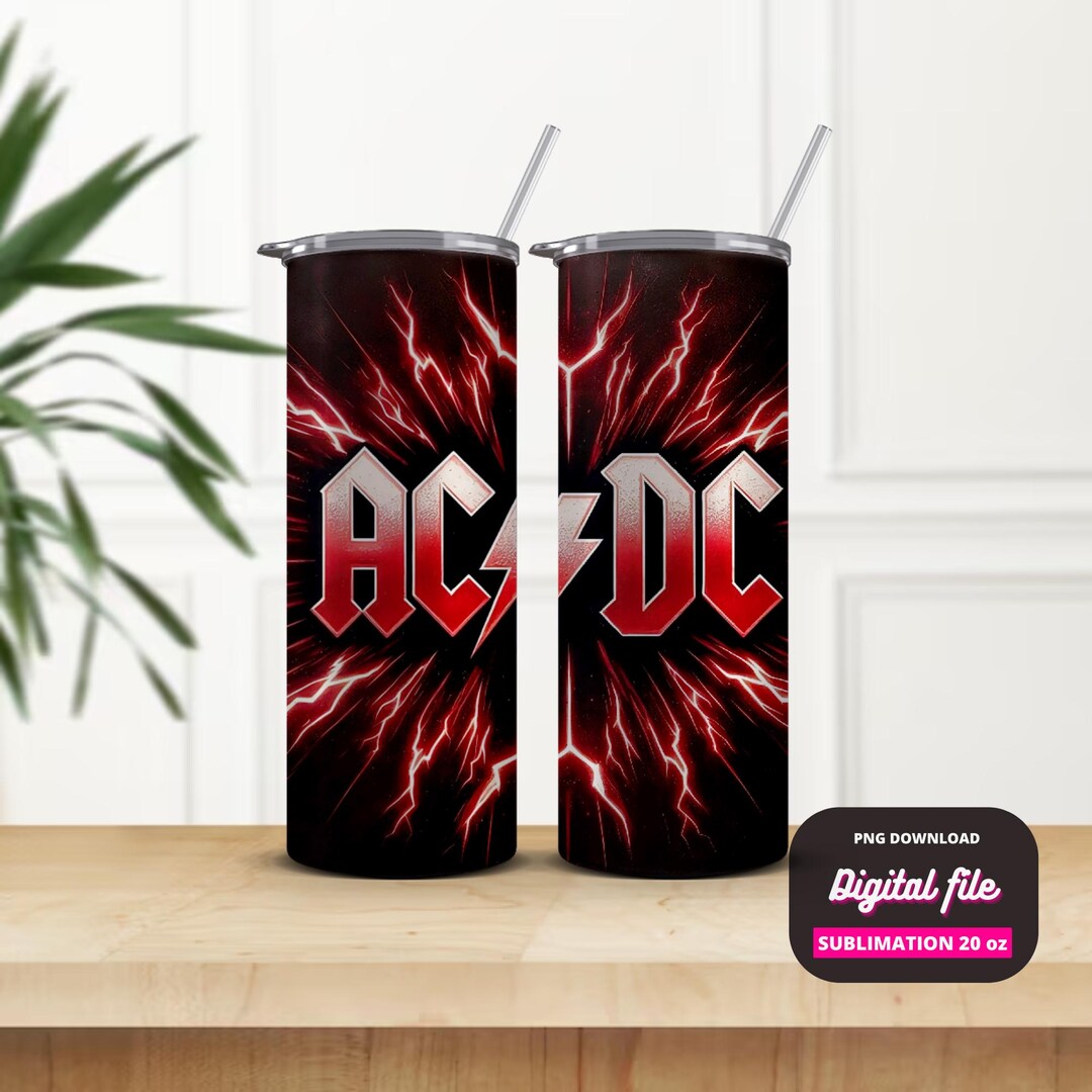 AC/DC Tumbler Design Sublimation PNG for 20oz Bottle 600ml Rock Tumbler ...