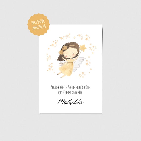 Personalisierte Weihnachtskarte vom Christkind – Weihnachtsgruß für Kinder, Christkind Karte mit Namen, personalisiertes Weihnachtsgeschenk