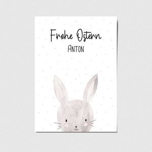Karte Ostern, Frohe Ostern, Osterhase mit Wunschname personalisierbar