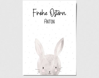 Karte Ostern, Frohe Ostern, Osterhase mit Wunschname personalisierbar