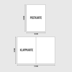 Die Karte ist in folgenden Formaten erhältlich: Postkarte DIN A6 und Klappkarte DIN A5