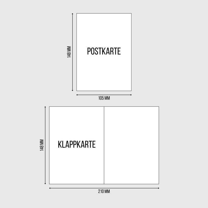 Die Karte ist in folgenden Formaten erhältlich: Postkarte DIN A6 und Klappkarte DIN A5
