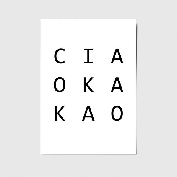 Card CIAO KAKAO, typo design