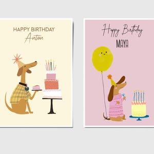 Hunde-Geburtstagskarte, Happy Birthday mit Wunschnamen