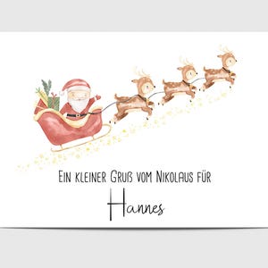 Karte Nikolaus / Weihnachtsmann mit Wunschname personalisierbar