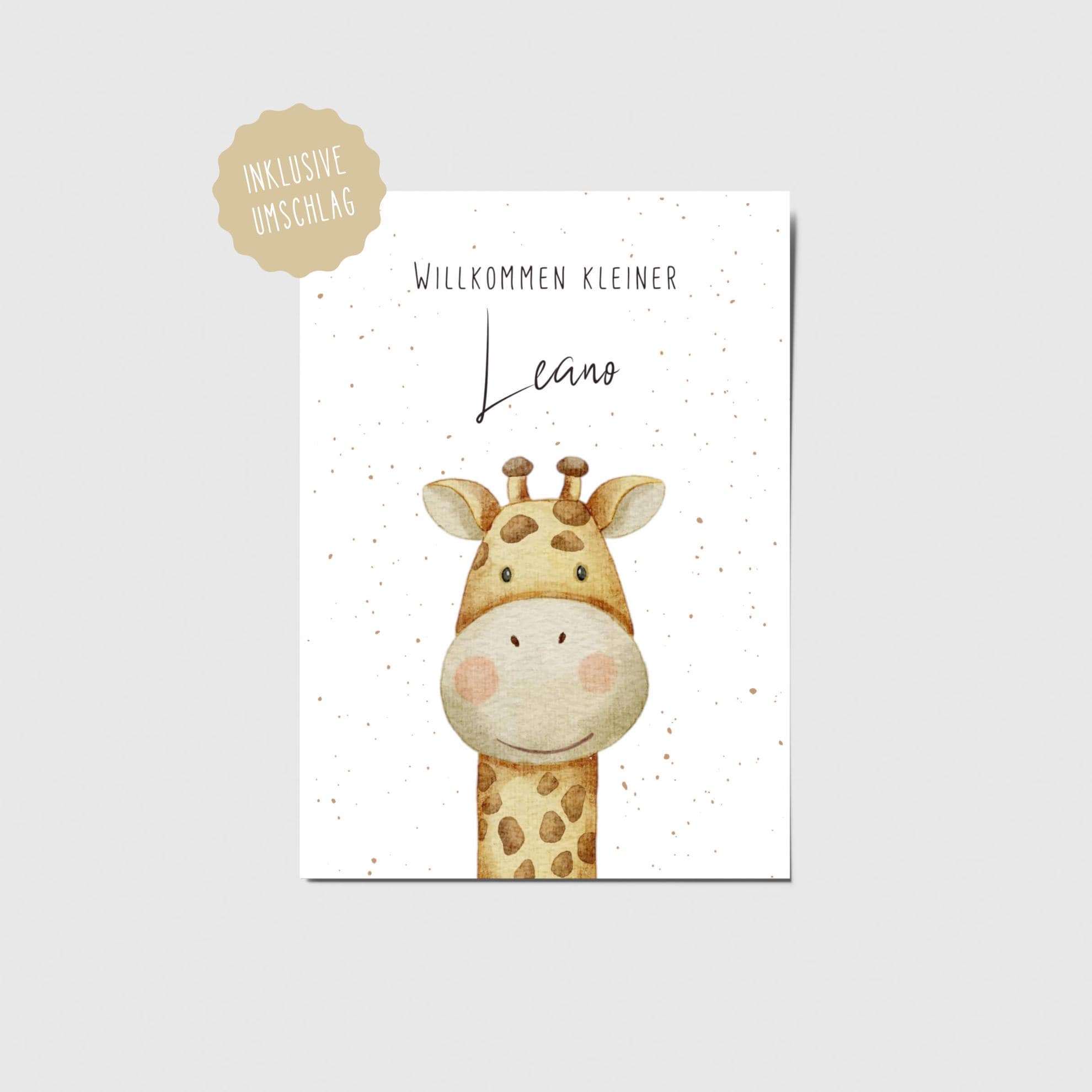 Geburtskarte Zur Schwester – Giraffen-Design Mit Goldfolie, 15x15 Cm, Umweltfreundlich, UK-made