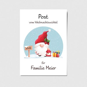 Karte Weihnachtswichtel, Post vom Wichtel mit Namen individuell personalisierbar