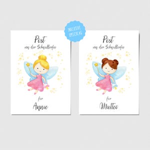 Karte Schnullerfee, Brief von der Schnullerfee mit Wunschname personalisierbar, verschiedene Varianten