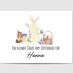 Karte Ostern, Frohe Ostern, Osterhase mit Wunschname personalisierbar