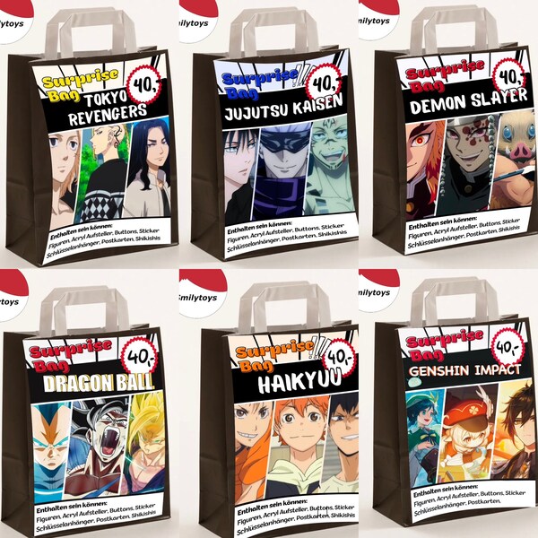 Anime Surprise/Lucky/Mystery Bag, Grandes Figurines, Boîte Surprise, Support Acrylique, Porte-clés, Cadeau, Manga