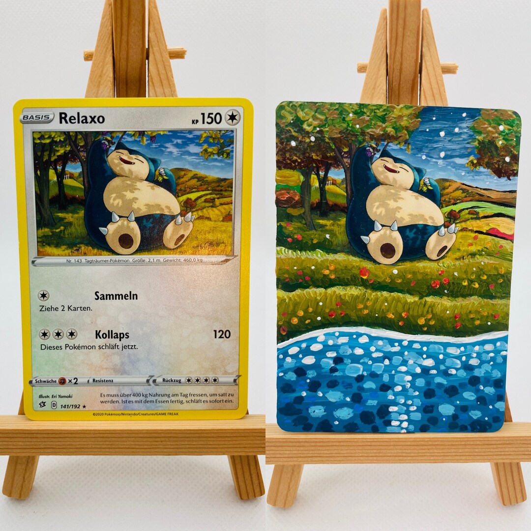 Snorlax Pokemon Card Altered Art, Hand Painted With Acrylic Paint ...