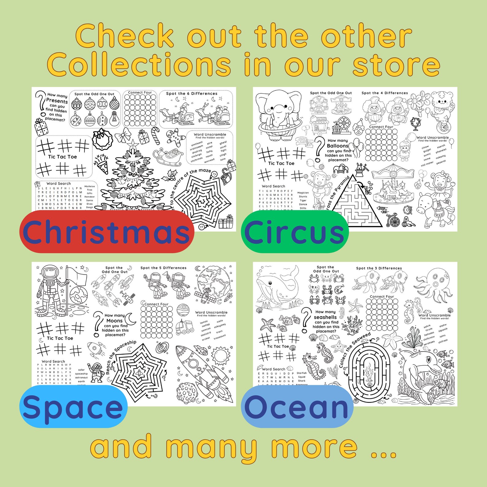 SAFARI Printable Activity Placemat, Activities for Kids, Word Find, Mazes, Themed Activity ...