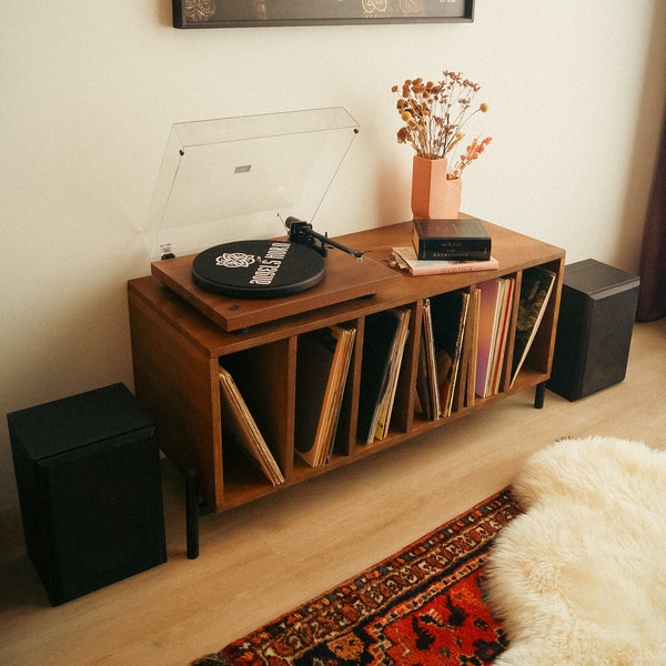 Mode tourne-disque "Ely". Un meuble de rangement Compact Vinyl LP