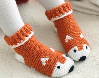 Crochet pattern fox socks,  children&#39;s fox socks pdf pattern