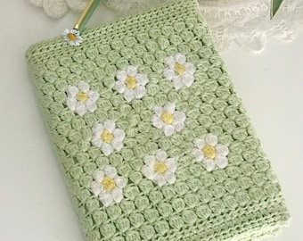 Crochet pattern daisy notebook cover, crochet book cover, pdf diary cover pattern