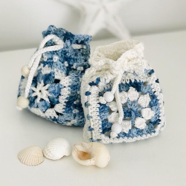 Crochet pattern de pochon à cordon, mini sacoche au crochet, pochette cadeau