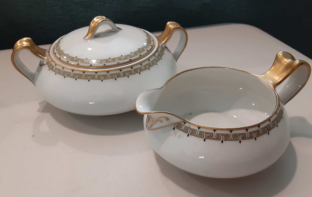 Haviland France, Limoges Albany Greek Key Fine Porcelain Sugar