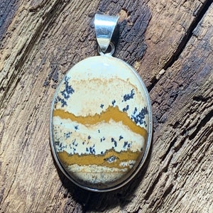 Pièce unique. Pendentif jaspe paysage sur argent. Pierre naturelle.