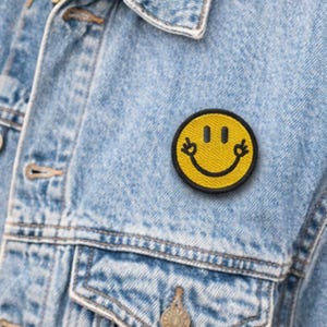 Écusson smiley mittelfinger gelb, runner kleiner Aufnäher, Bügelpatch