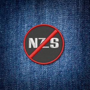 Runder Aufnäher „No NZS“ – Antifaschistisches Statement Patch – 6,5 cm – gestickt – iron-on, zum Aufnähen oder mit Klett