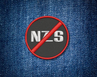 Runder Aufnäher „No NZS“ – Antifaschistisches Statement Patch – 6,5 cm – gestickt – iron-on, zum Aufnähen oder mit Klett
