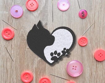 Cat Heart Patch – Gestickter Aufnäher mit anpassbaren Farben