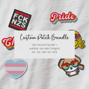 Individuelles Patch-Bundle – 2, 3 oder 5 Aufnäher – Rückseite wählbar – Bügeln, Nähen oder Klett – viele Designs verfügbar