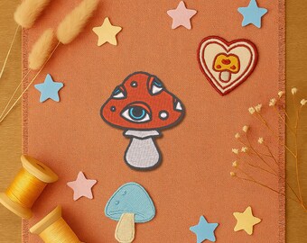 Augen Pilz Aufnäher – Psychedelic Mushroom Patch | 6 cm Stickerei