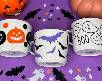 Einzigartige handdekorierte Herbst- und Halloween-Kaffeebecher, 360 mL Kapazität, Keramik
