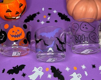Einzigartige handdekorierte Herbst- und Halloween-Kaffeebecher, 360 mL Kapazität, Glas