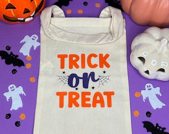 Gruselige Halloween Süßigkeitentaschen für Kinder | 17x25 cm Baumwolle | Spuktakulärer Trick or Treat Spaß!
