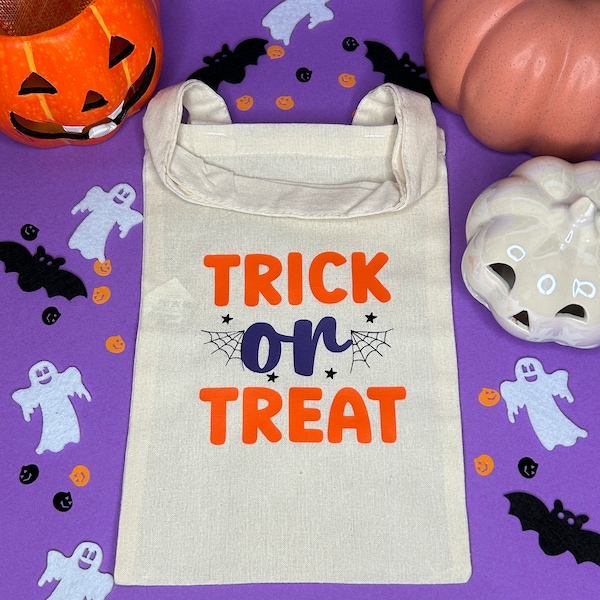 Gruselige Halloween Süßigkeitentaschen für Kinder | 17x25 cm Baumwolle | Spuktakulärer Trick or Treat Spaß!