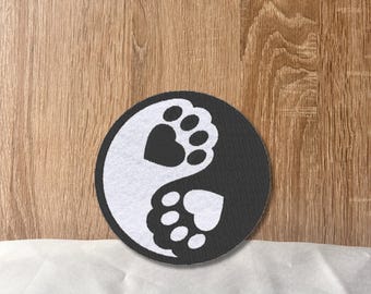 Dog and Cat Yin-Yang Patch – Gestickter Aufnäher mit stilvollem Design, 8 cm, ideal für Tierfreunde & DIY-Projekte