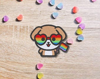 Pride Corgi Patch – Bestickter LGBTQ+ Aufnäher mit Regenbogenflagge