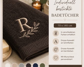 Toalla de baño bordada personalizada, de algodón suave, con nombre y texto personalizados.