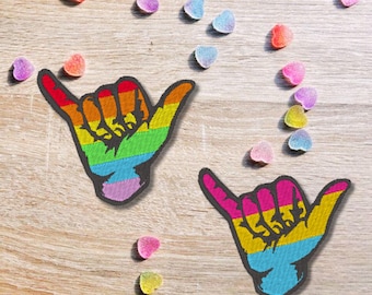 Shaka Hand Patch – Pride Aufnäher in 6 Flaggen (Pan, Bi, Gay, Lesbian, Trans, Regenbogen) | Individuelle Flaggen auch möglich!